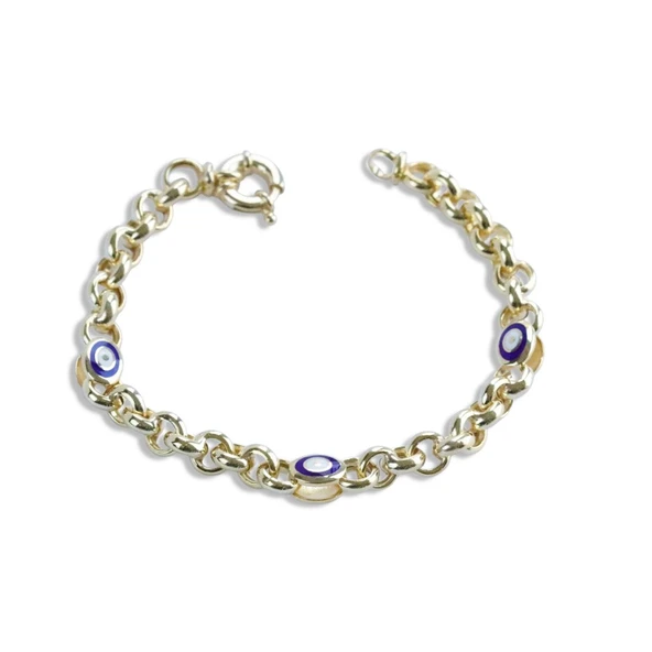 Elips Mineli Hallow Gold Gümüş Bileklik - Resim 5