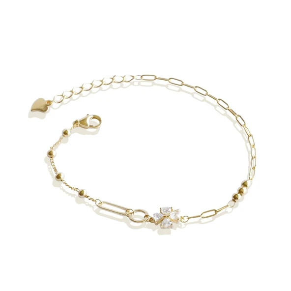 Yonca Taşlı Trend Gümüş Bileklik - Resim 4