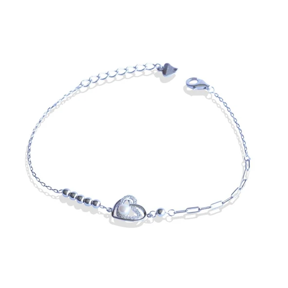 Kalp İncili Trend Gümüş Bileklik - Resim 8