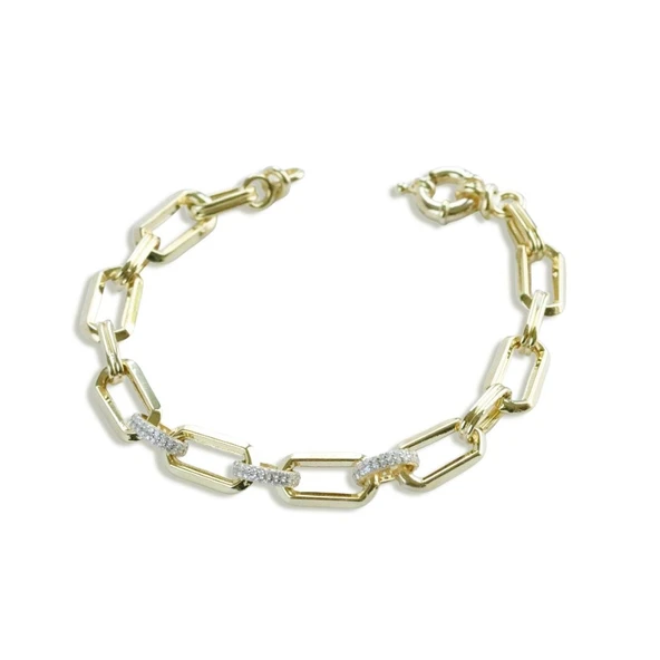 Trend Taşlı Hallow Gold Gümüş Bileklik - Resim 5