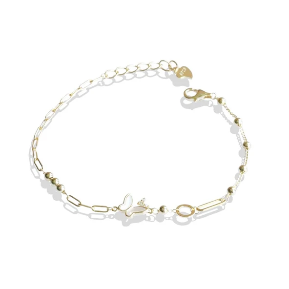 Kelebek Sedef Taşlı Gümüş Bileklik - Resim 4