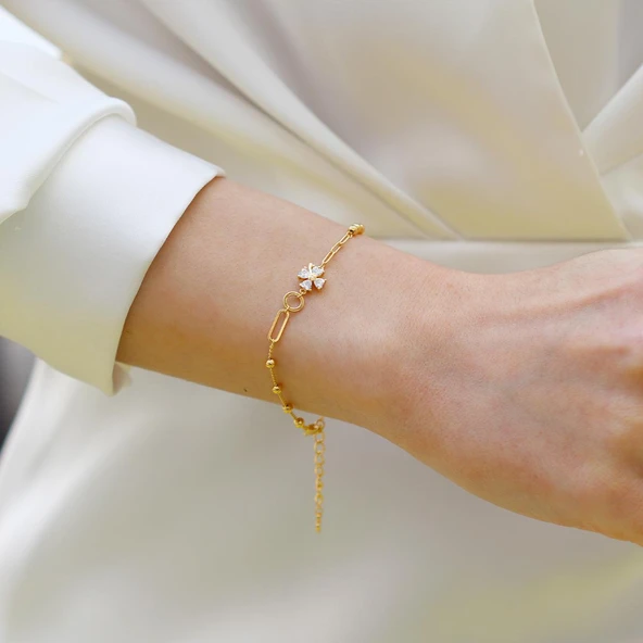 Yonca Taşlı Trend Gümüş Bileklik - Resim 2