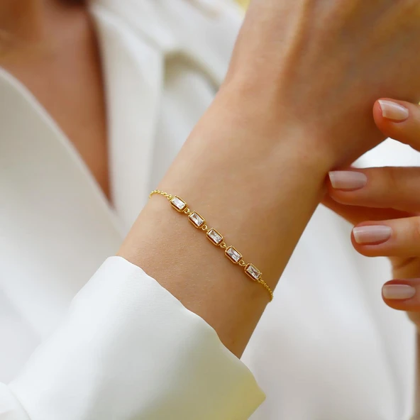 Mini Baget Sıralı Gümüş Bileklik - Resim 2