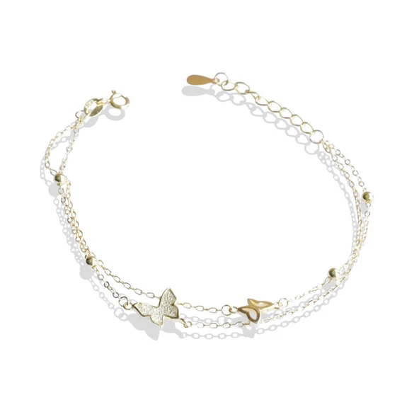 Zirkon Taşlı Kelebek Modeli Gümüş Bileklik - Resim 4