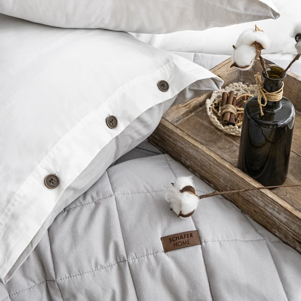 Schafer Home Soft Yatak Örtüsü Nevresim Seti 5 Parça-Gri - 4