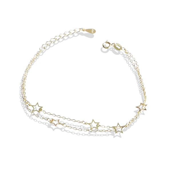 Yıldız Sıralı Gümüş Bileklik - Resim 4