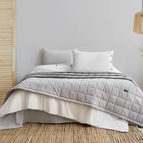 Schafer Home Soft Yatak Örtüsü Nevresim Seti 5 Parça-Gri