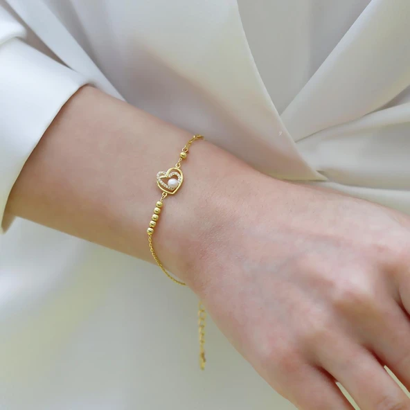 Kalp İncili Trend Gümüş Bileklik - Resim 3