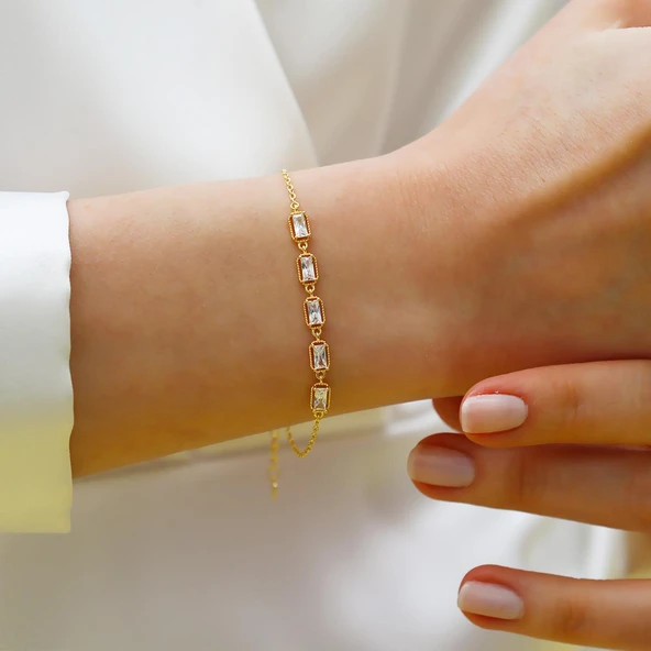 Mini Baget Sıralı Gümüş Bileklik - Resim 3