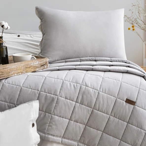 Schafer Home Soft Yatak Örtüsü Nevresim Seti 5 Parça-Gri - 3