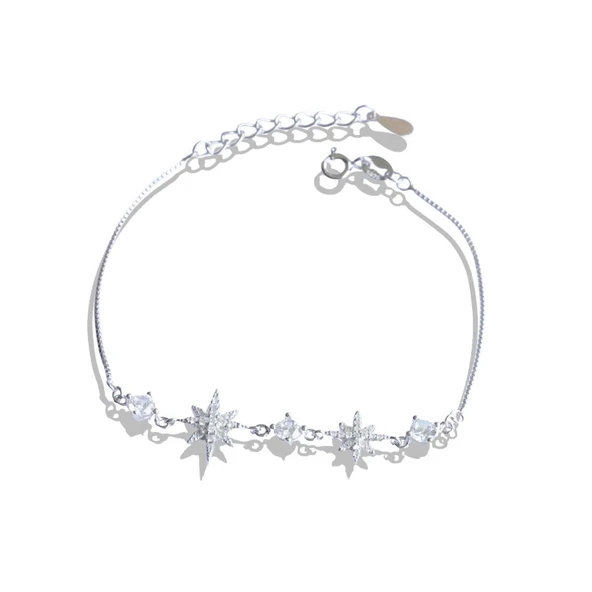 Kutup Yıldızı Zirkon Taşlı Gümüş Bileklik - Resim 8