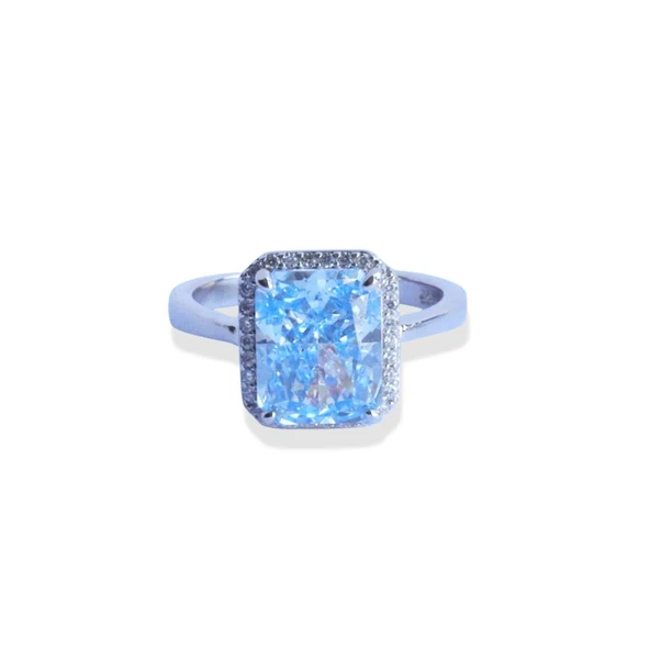 Baget Aquamarine Icecut Taşlı Gümüş Yüzük - Resim 5