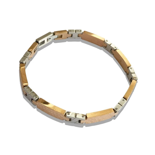 ARS179 Erkek Deri Çelik Bileklik - Resim 2