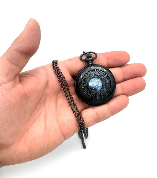 Valkyrie Vincent Van Gogh "Yıldızlı Gece" Temalı Antik Oyma Detaylı Sanatsal Köstekli Cep Saati Kolye - 9