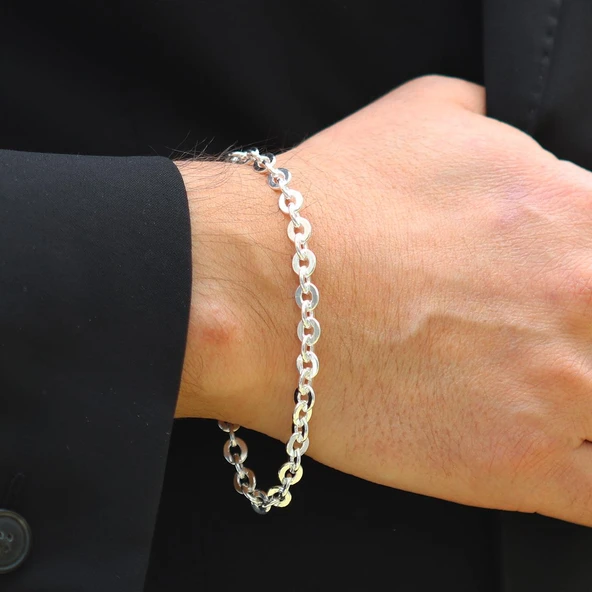 Yuvarlak Forsa 6mm Gümüş Erkek Bileklik ürün görseli 1