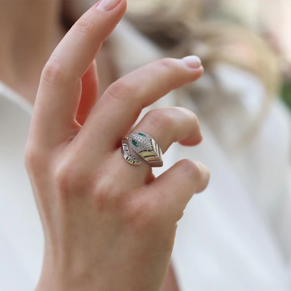 Serpent Modeli Ayarlanabilir Gümüş Yüzük - Resim 4