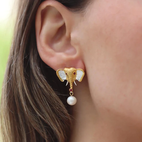 Fil İncili Gümüş Trend Küpe ürün görseli 1