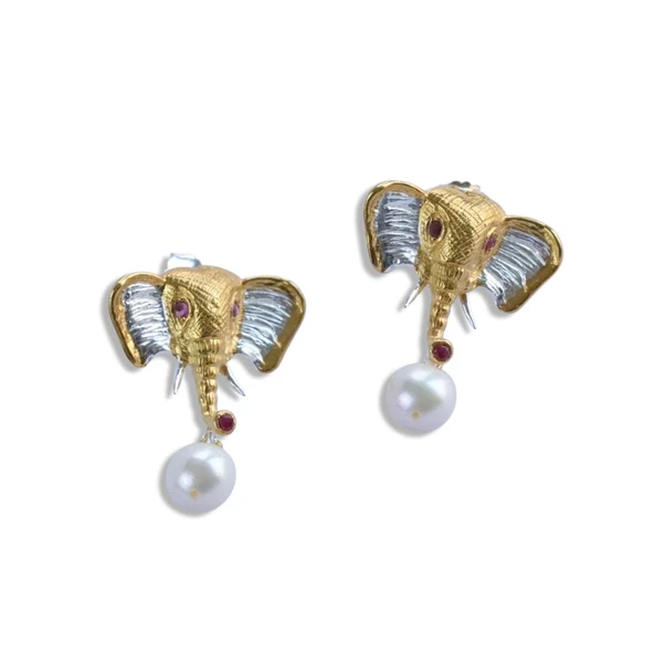 Fil İncili Gümüş Trend Küpe - Resim 4