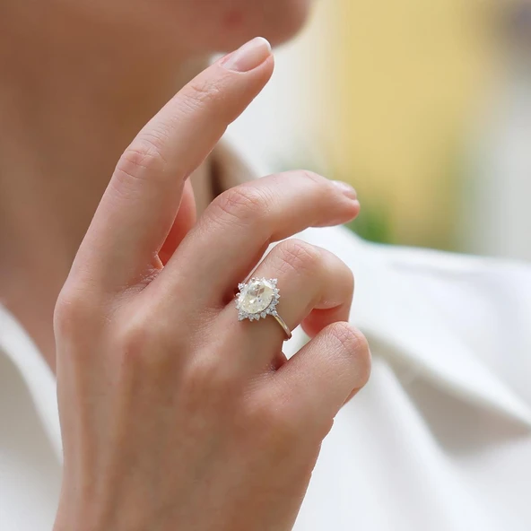 Sky Red Collection Oval Creatif Gümüş Yüzük - Resim 3