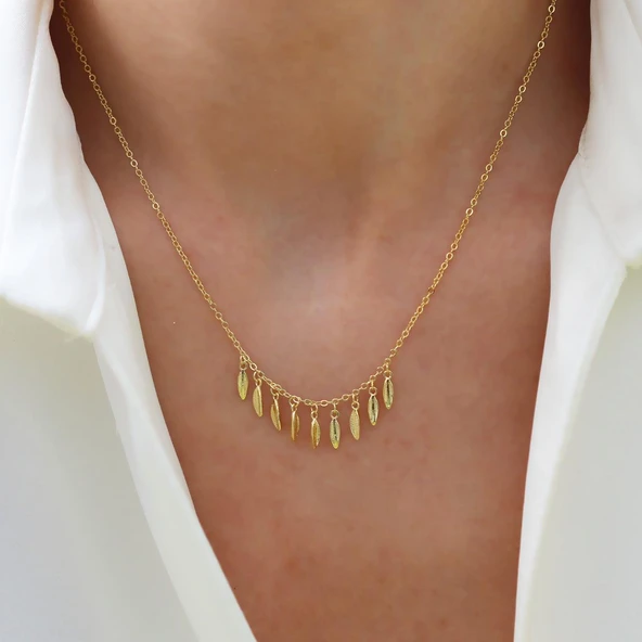 Yaprak Sallantılı Gümüş Kolye - Resim 3