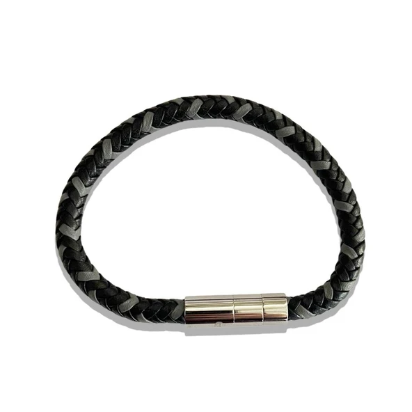 ARS167 Erkek Deri Çelik Bileklik - Resim 2