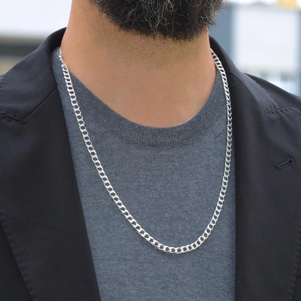 Kare Gurmet Modeli 5mm 65cm Gümüş Zincir ürün görseli 1