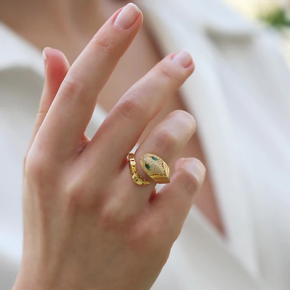 Serpent Modeli Ayarlanabilir Gümüş Yüzük ürün görseli 1