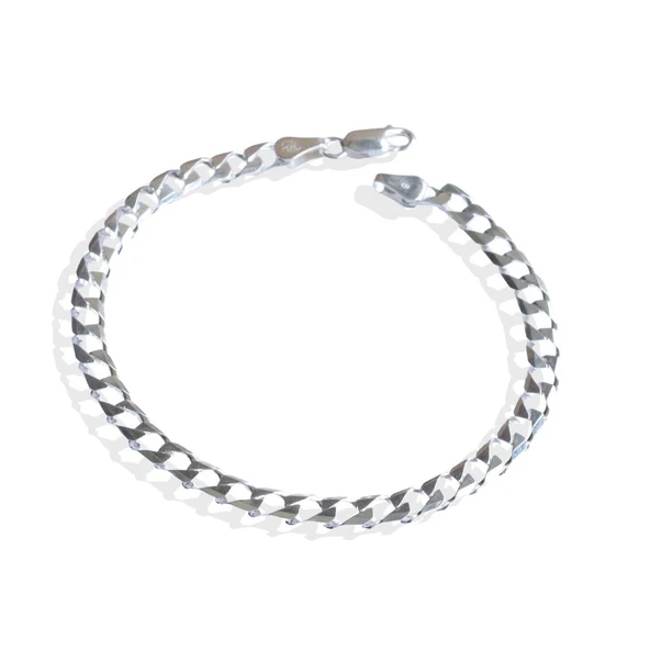 Kare Gurmet Modeli 5mm Gümüş Erkek Bileklik - Resim 5