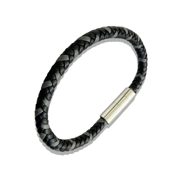 ARS167 Erkek Deri Çelik Bileklik ürün görseli 1