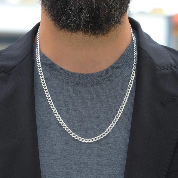 Elips Gurmet 5mm 60cm Gümüş Erkek Zincir ürün görseli 1