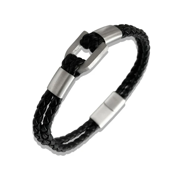 ARS183 Erkek Deri Çelik Bileklik ürün görseli 1