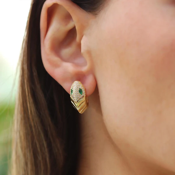 Serpent Modeli Taşlı Gümüş Küpe ürün görseli 1