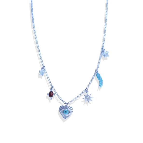 Apm Renkli Taşlı Gümüş Şans Kolyesi - Resim 4