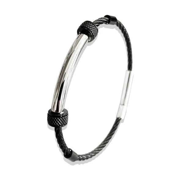 ARS193 Erkek Deri Çelik Bileklik ürün görseli 1