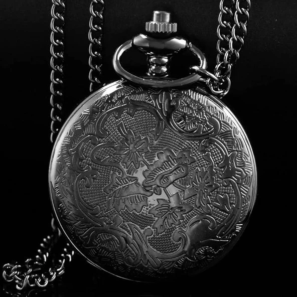 Valkyrie Vincent Van Gogh "Yıldızlı Gece" Temalı Antik Oyma Detaylı Sanatsal Köstekli Cep Saati Kolye - 8