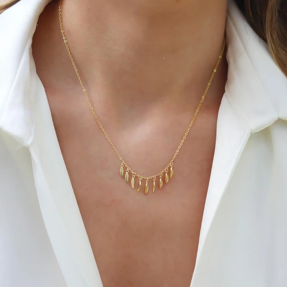 Yaprak Sallantılı Gümüş Kolye - Resim 2