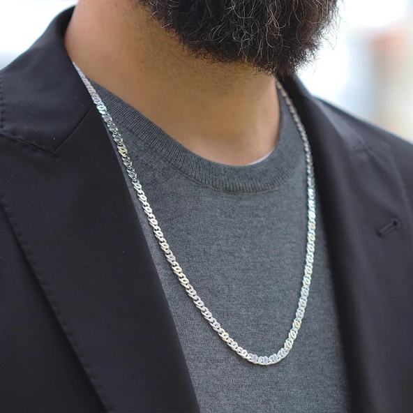 Kaplan Gözü 5mm 65cm Gümüş Zincir - Resim 2