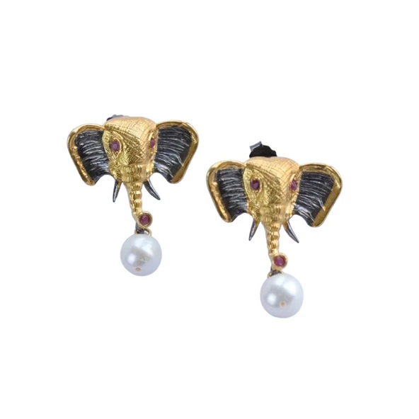 Fil İncili Gümüş Trend Küpe - Resim 8