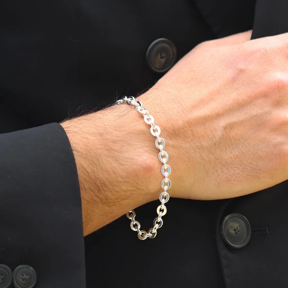 Yuvarlak Forsa 6mm Gümüş Erkek Bileklik - Resim 2