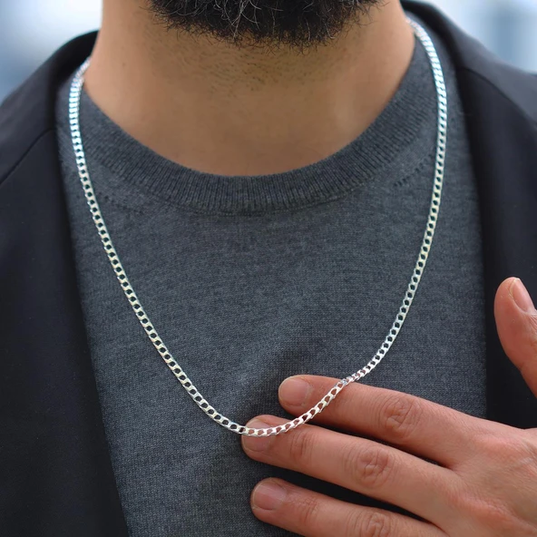 Kare Gurmet 3mm 65cm Gümüş Zincir - Resim 4