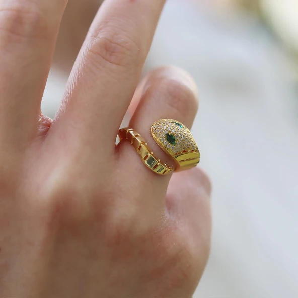 Serpent Modeli Ayarlanabilir Gümüş Yüzük - Resim 2