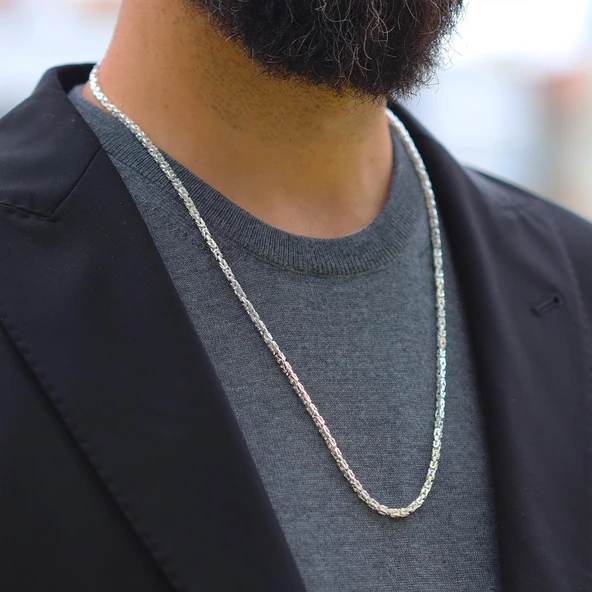 Kral Modeli 3mm 65cm Gümüş Zincir - Resim 2