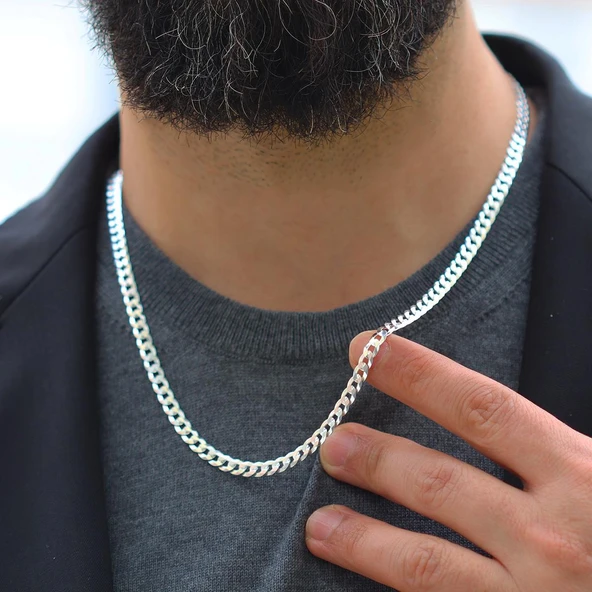 Yassı Gurmet Modeli 5mm 55cm Gümüş Zincir ürün görseli 1