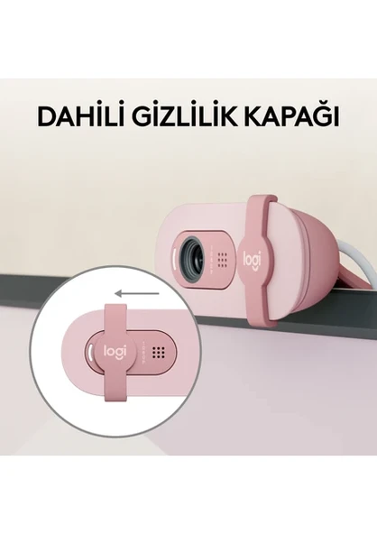 Logitech BRIO 100 Full HD 1080p Gizlilik Kapaklı Mikrofonlu Web Kamerası - Pembe - 4