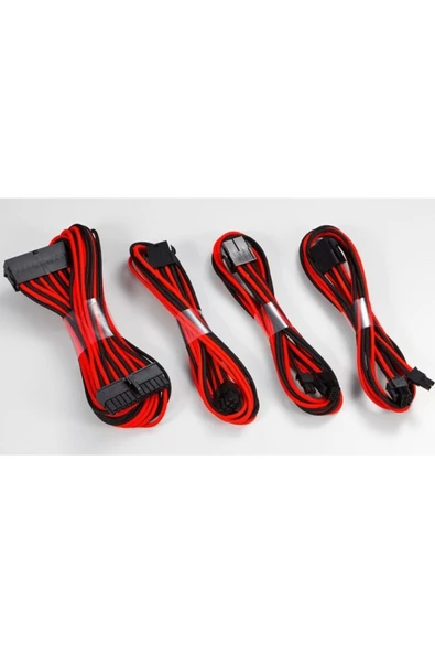 Gaming Oyuncu Bilgisayar Extension Kablo Kiti_24p/8p/8v/8v, 500mm Length - Kırmızı/siyah