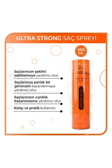 Morfose , Ultra Strong, Turuncu Saç Spreyi - 300 ml - 3