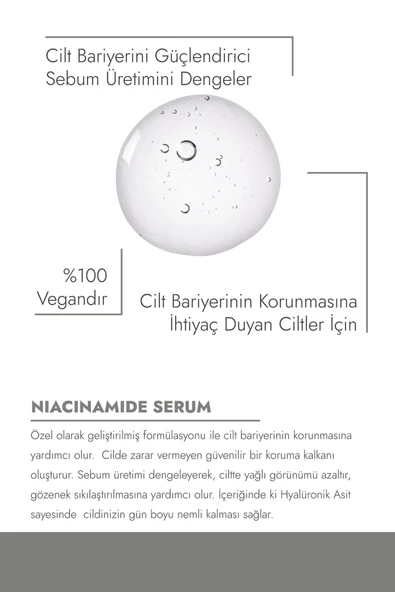 SkinMaster Cilt Bariyerini Güçlendirici Sebum Üretimini Dengeleyici Niacinamide Serum ( Niacinamide %5 + Ha ) - 3