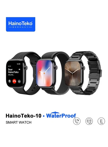 HainoTeko Watch Ultra 10 Amoled Ekran WaterProof 3 Kordonlu Akıllı Saat Siyah - 2