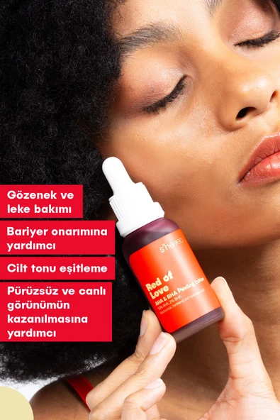 SHE VEC RED OF LOVE - AHA %10 & BHA %2 Cilt Tonu Eşitleyici Canlandırıcı Kırmızı Peeling Serum 30ml - 4