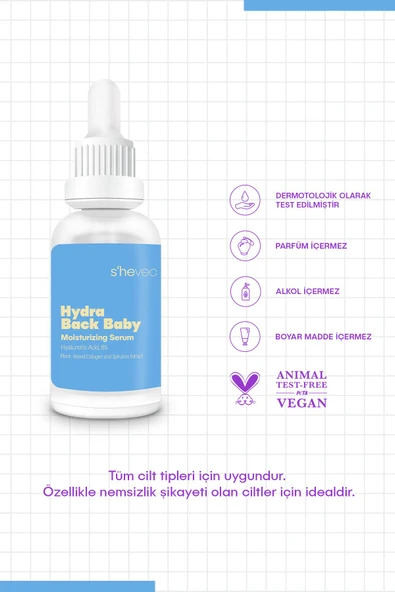 SHE VEC HYDRA BACK BABY - Hyaluronik Asit Yoğun Nemlendirici ve Dolgunlaştırıcı Cilt Serumu 30ml - 5